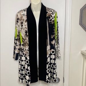 Frank Lyman Design Black/White/ Green Animal Print Cardigan Size 8